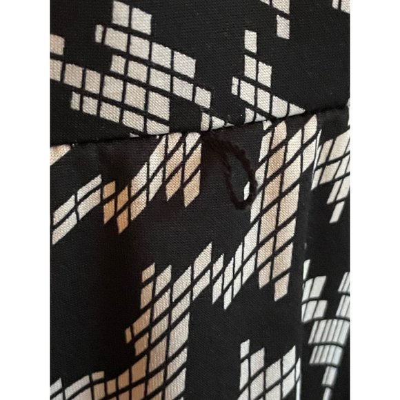 AB Studios Size Large Black White Geometric Pattern Sleeveless Midi Dress Work - Picture 3 of 11